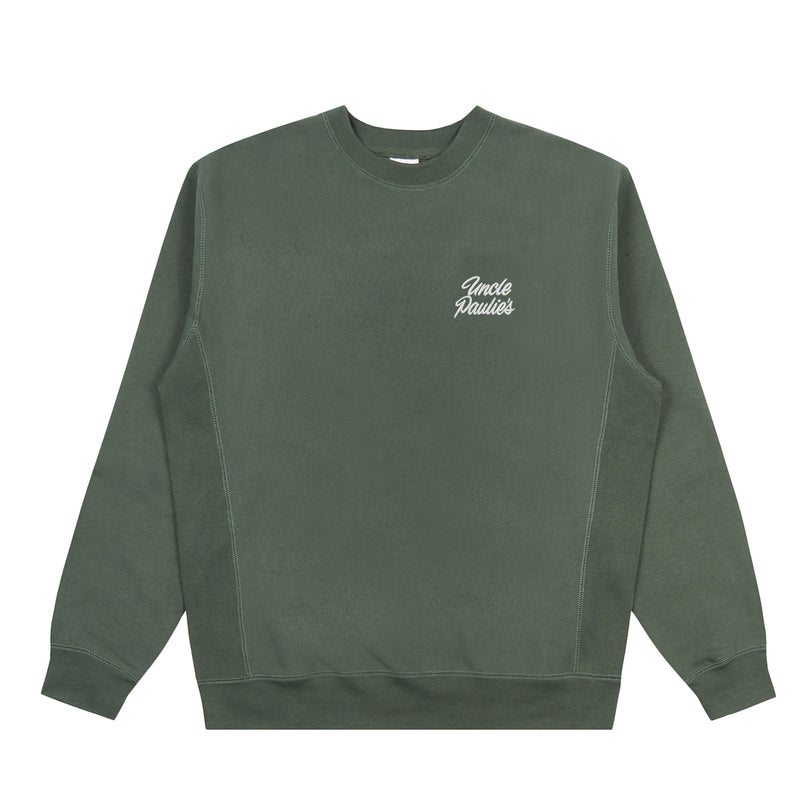 Uncle Paulie's Logo Embroidered Crewneck Forest Green